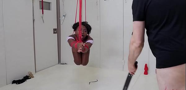 trendsBeautiful black submissive gets gagged, tied up, ass punished, and turned into an anal compass needle to help her dominant conquer space - Noemie Bilas